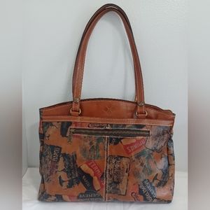 Patricia Nach Napoli old world travele leather shoulder tote bag